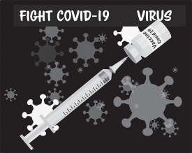 fight covid 19 with vaccination gray color