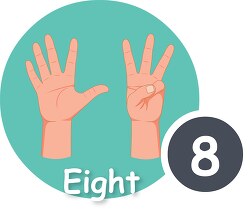 fingers on hand making the number eight clipart