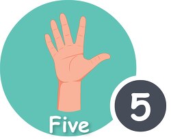 fingers on hand making the number five clipart