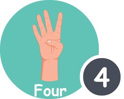 fingers on hand making the number four clipart