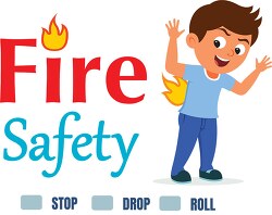 fire safety stop drop roll clipart