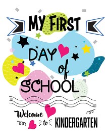 first day of school welcome to kindergarten vector illustration