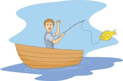 fishing from small boat clipart