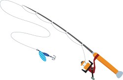 fishing rod with lure clipart