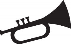 flat design trumpet silhouette clipart