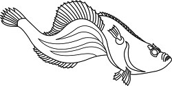 flat fish black outline clipart