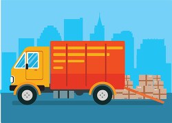 flat illustration of delivery truck clipart