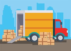 flat illustration of delivery truck with boxes clipart