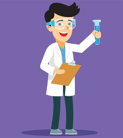 flat illustration science student holding beaker vector clipart