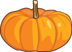 flat type of whole pumpkin with stem clipart