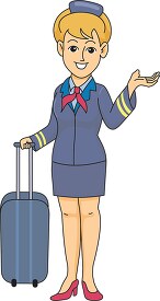 flight attendant with luggage
