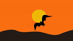 fly bat over full moon animation