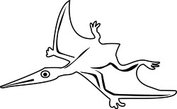flying dinosaur black outline cutout clipart
