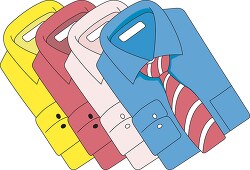 folded mens shirts with tie clipart