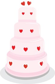four layer cake with hearts