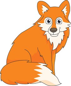 fox sitting showing off big fluffy tail clipart