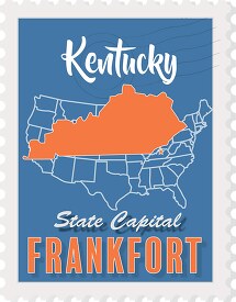 frankfort kentucky state map stamp clipart