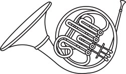 french horn brass instrument outline clipart
