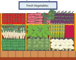 fresh vegetable section of grocery store clipart