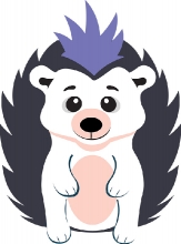 front view of cute hedgehog clipart bw2