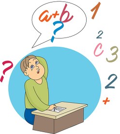 frustrated student working thru math solution clipart 2