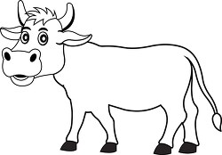 funny cartoon cow black outline clipart