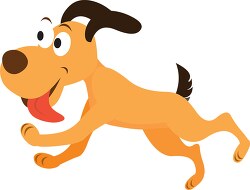 funny dog running jumping with tongue out clipart 125