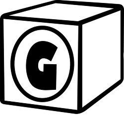 G alphabet block black white clipart
