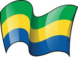 Gabon wavy country flag map 3