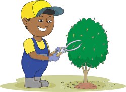 gardener pruing tree clipart