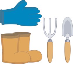 gardening gloves shoes tools clipart
