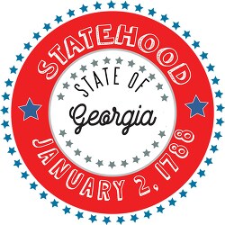 Georgia Statehood 1788 date statehood round style with stars cli