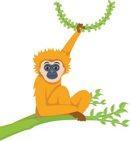 gibbon monkey on tree branch clipart