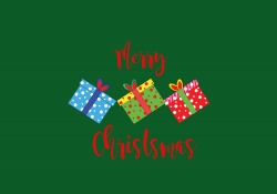 gifts moving in merry christmas green background animation