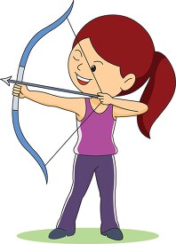 girl aiming with bow and arrow archery clipart