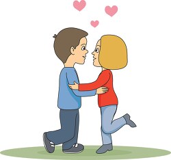 girl and boy love holding each other clipart