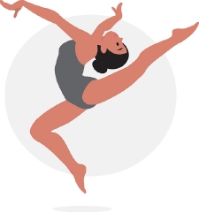 girl athlete performing acrobatic dance vector gray color
