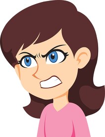 Girl character furious expression clipart