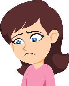 Girl character unhappy or sad expression clipart