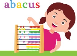 girl counting with abacus mathematics clipart