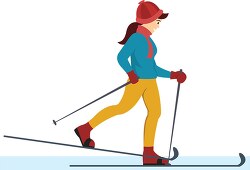 girl cross country skiing winter sports clipart