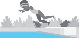 girl diving jumping into swimming pool gray color 23