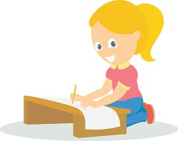 girl drawing on desk clipart