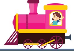 girl driving the train clipart