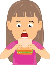 girl eating sandwich clipart