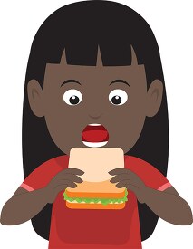 girl eating veg sandwich clipart