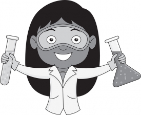 girl holding flask and test tube in science lab science gray col