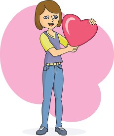 girl holding heart clipart