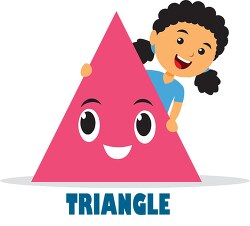 girl holds triangle cartoon shape geometry character clipart