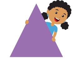 girl holds triangle shape geometry clipart